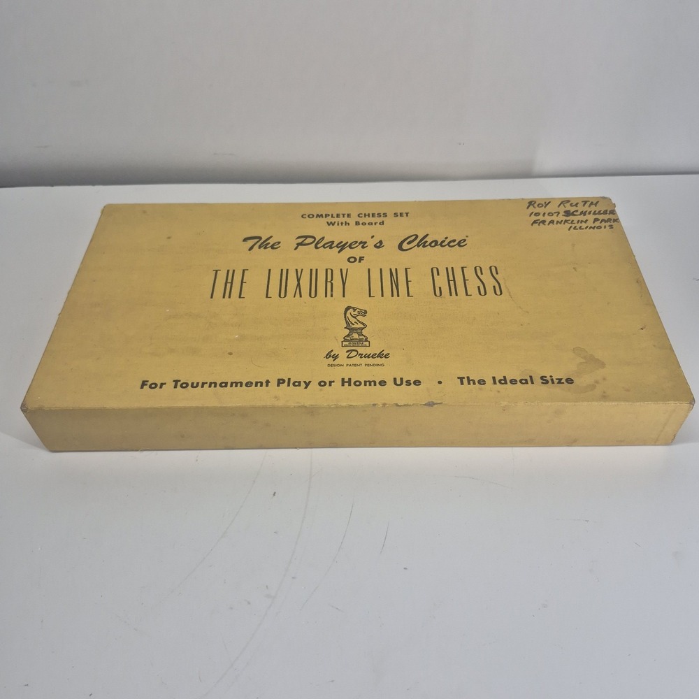 Drueke Players Choice Luxury Line Chess Set Primer Set HEAVY PIECES W/ Board Box